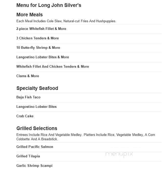 Long John Silver's - Maysville, KY menu_pic