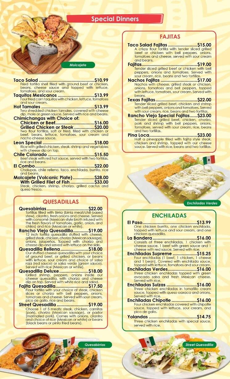 Rancho Viejo Mexican Restaurant - Batavia, NY menu_pic
