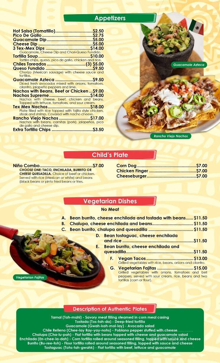 Rancho Viejo Mexican Restaurant - Batavia, NY menu_pic