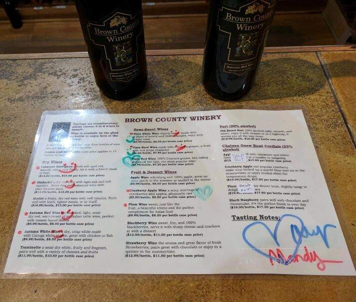 Brown County Winery - Nashville, IN menu_pic