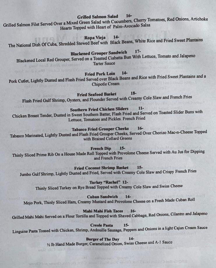 Tamara's Tapas Bar - Apalachicola, FL menu_pic