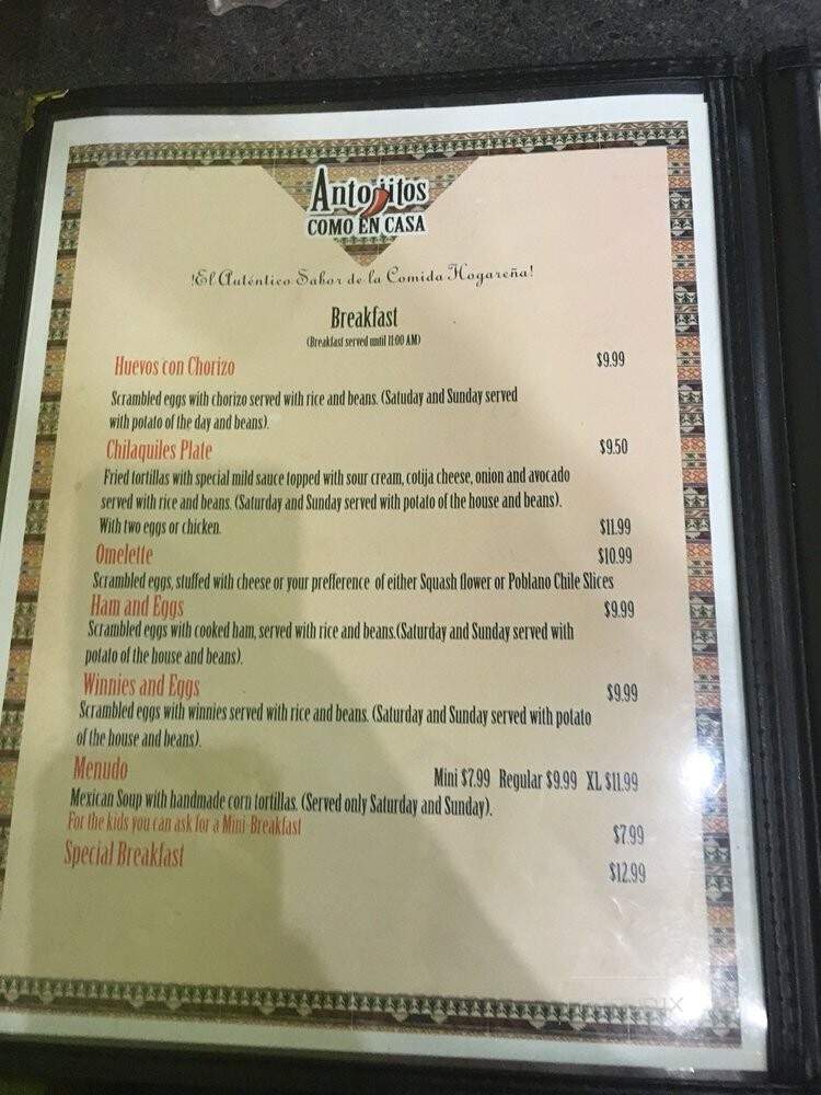 Antojito Como En Casa - El Centro, CA menu_pic