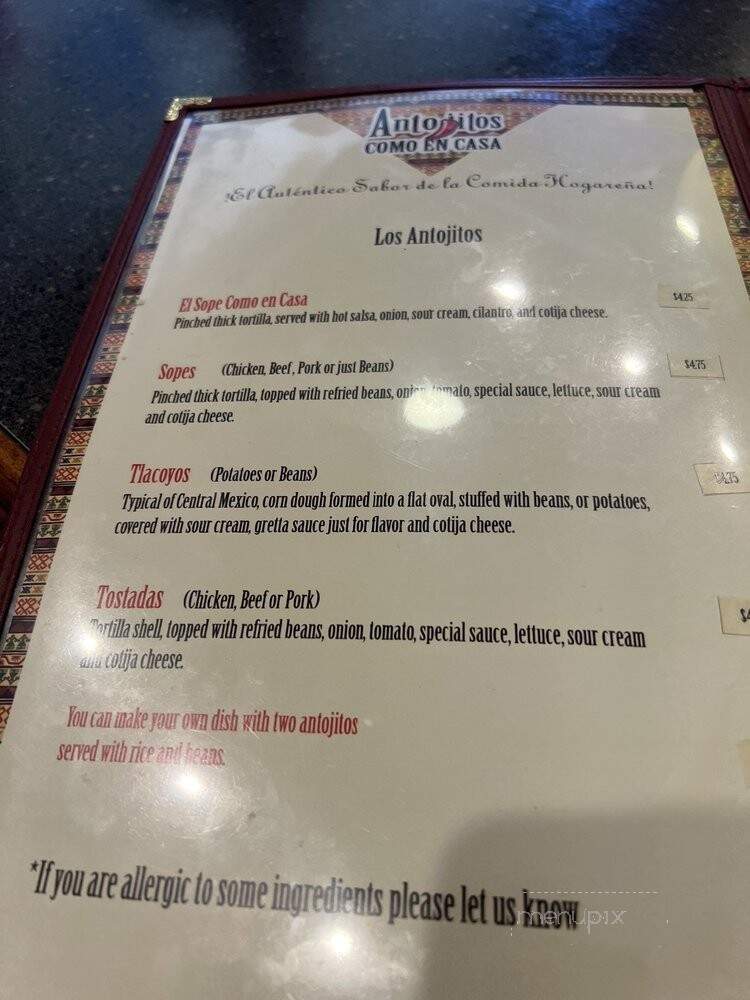 Antojito Como En Casa - El Centro, CA menu_pic