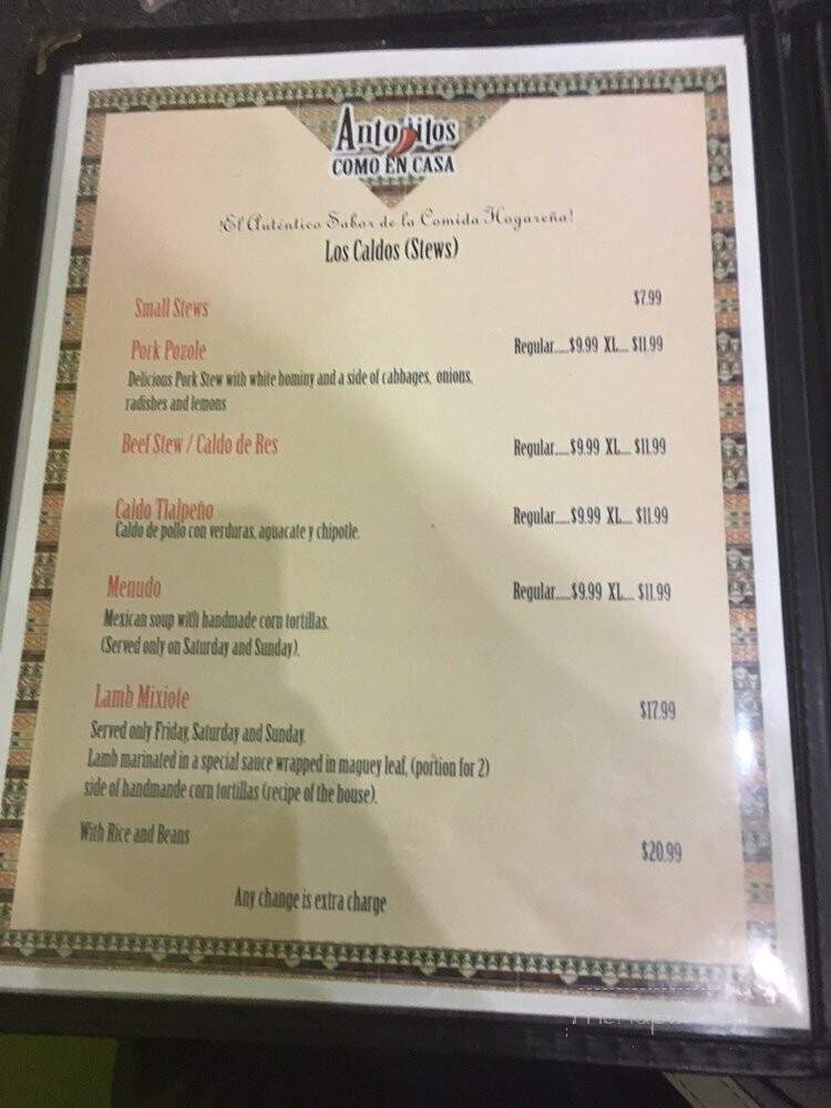 Antojito Como En Casa - El Centro, CA menu_pic
