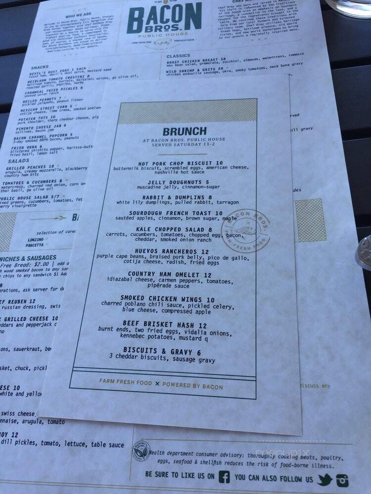 Bacon Bros Public House - Greenville, SC menu_pic