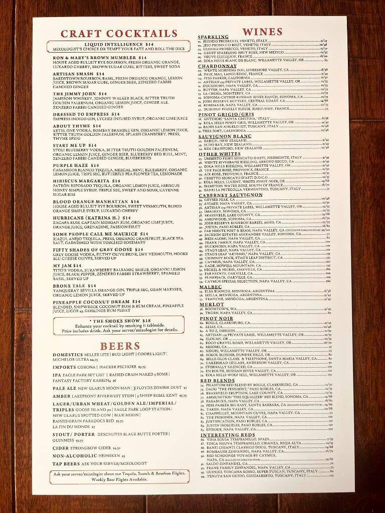 Artisan 179 - Pewaukee, WI menu_pic