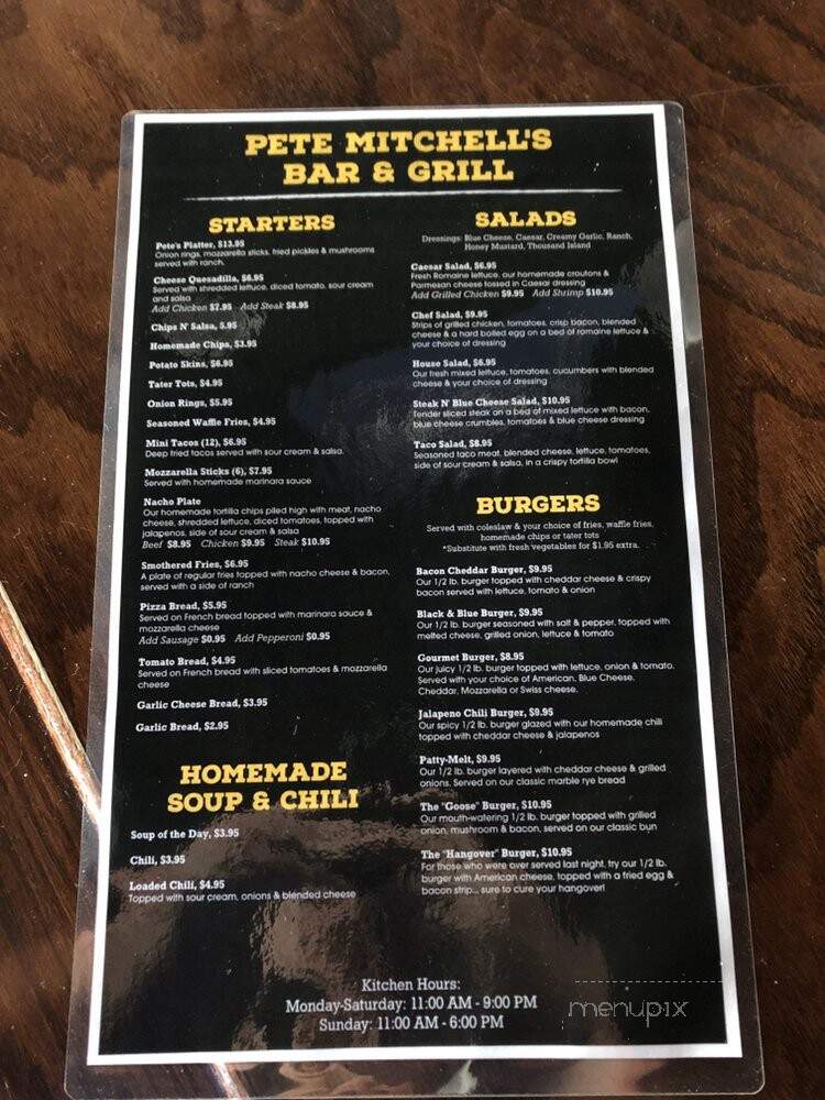 Pete Mitchell's Bar & Grill - Frankfort, IL menu_pic