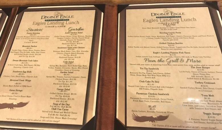 Eagle's Landing Restaurant - June Lake, CA menu_pic