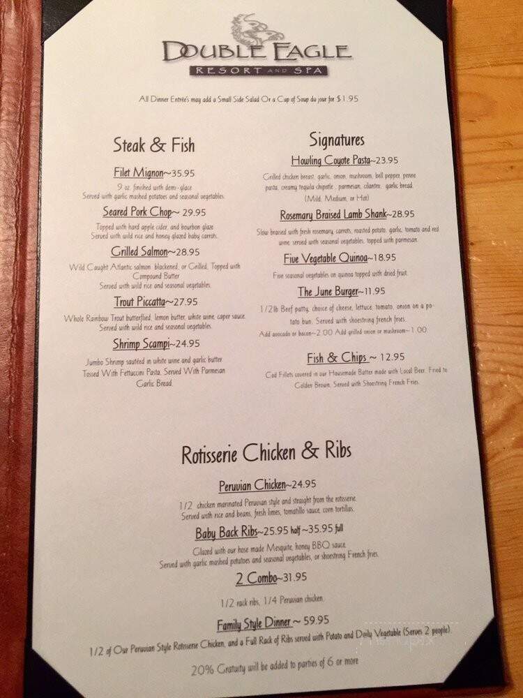 Eagle's Landing Restaurant - June Lake, CA menu_pic