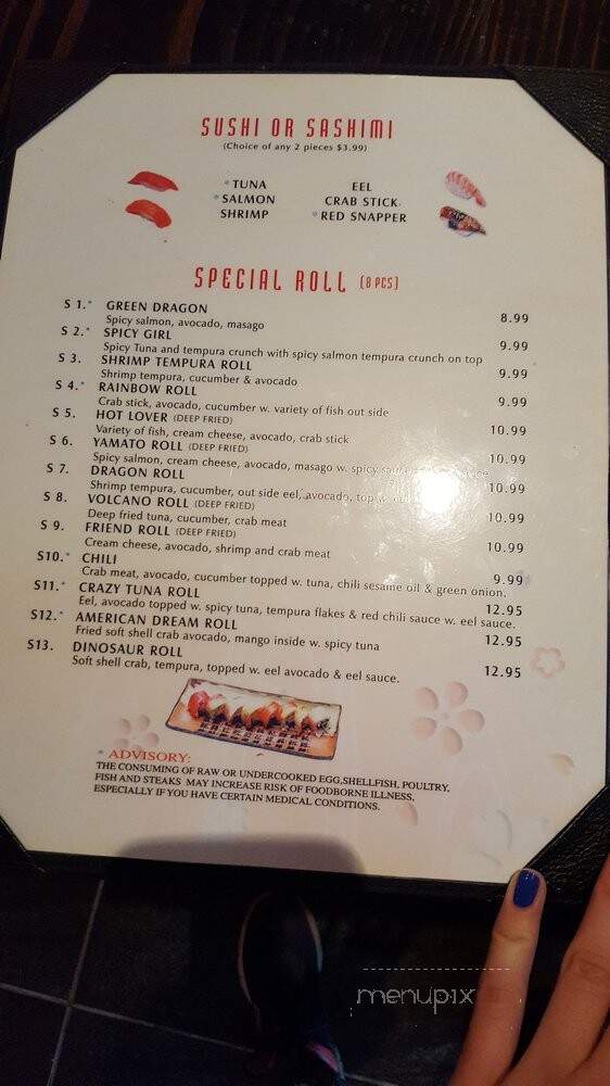 Yamato Steak House of Japan - Crawfordsville, IN menu_pic