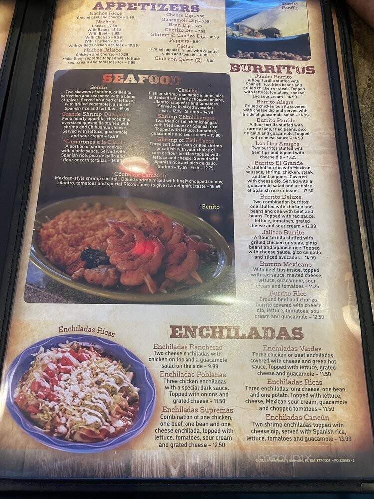 Rico's Mexican Grill - Mechanicsville, VA menu_pic