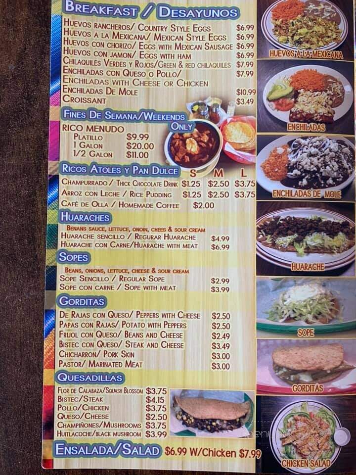 Taqueria El Zarape - Joliet, IL menu_pic