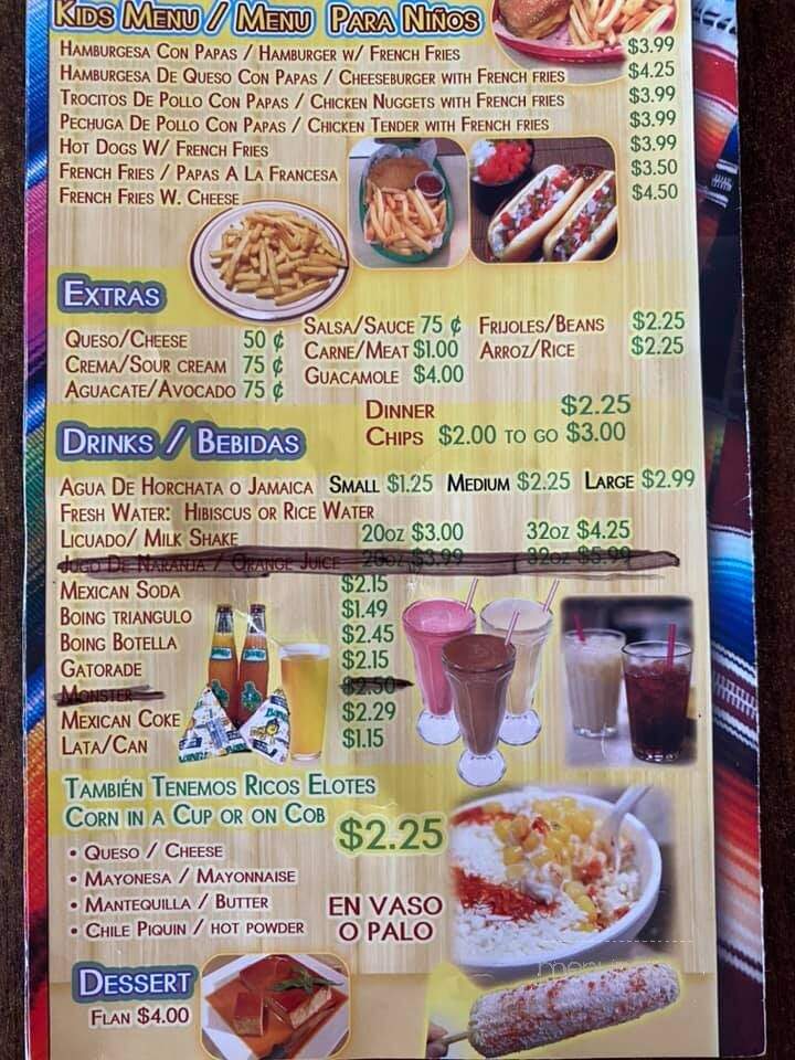 Taqueria El Zarape - Joliet, IL menu_pic