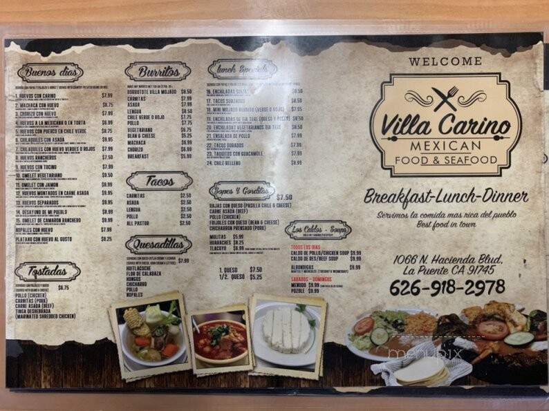 Villa Carino Mexican Food - La Puente, CA menu_pic