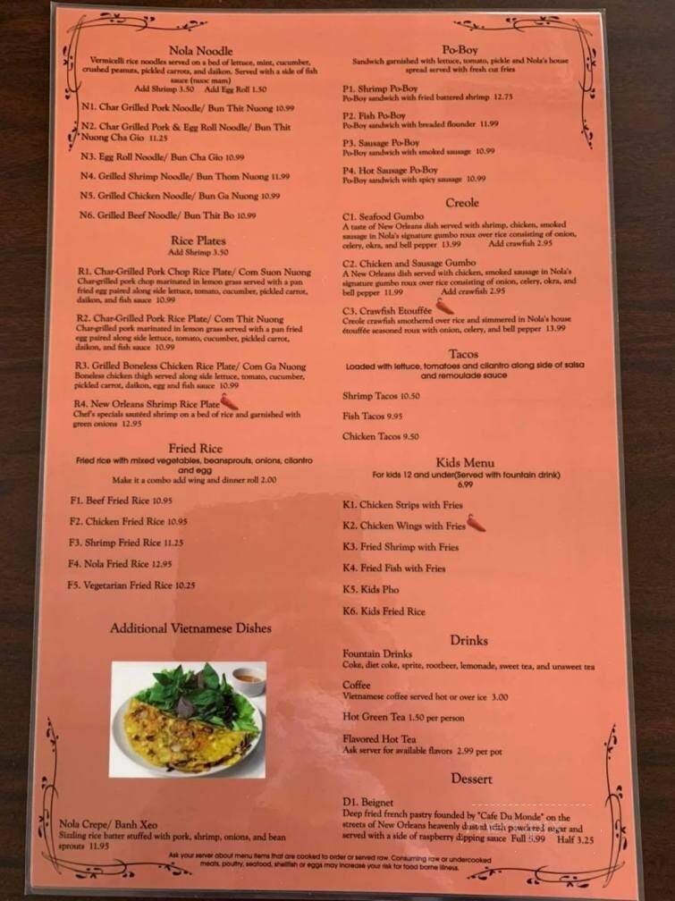 Nola Bistro - Lansing, MI menu_pic
