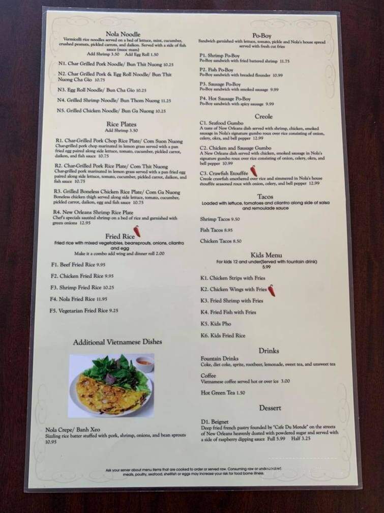 Nola Bistro - Lansing, MI menu_pic