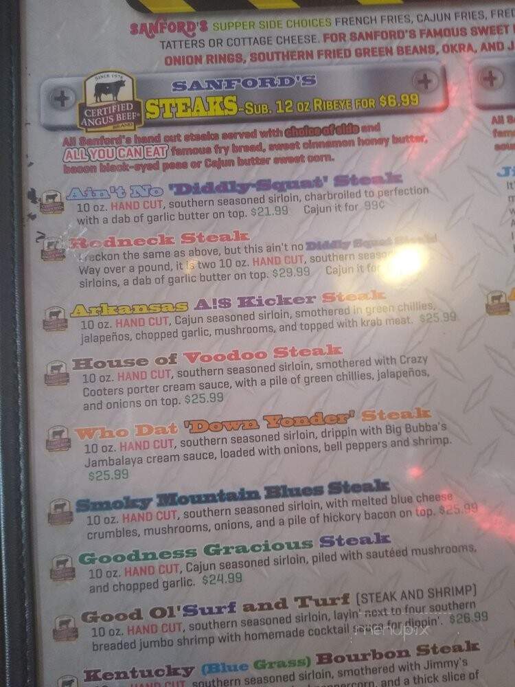 Sanford's Grub Pub - Casper, WY menu_pic