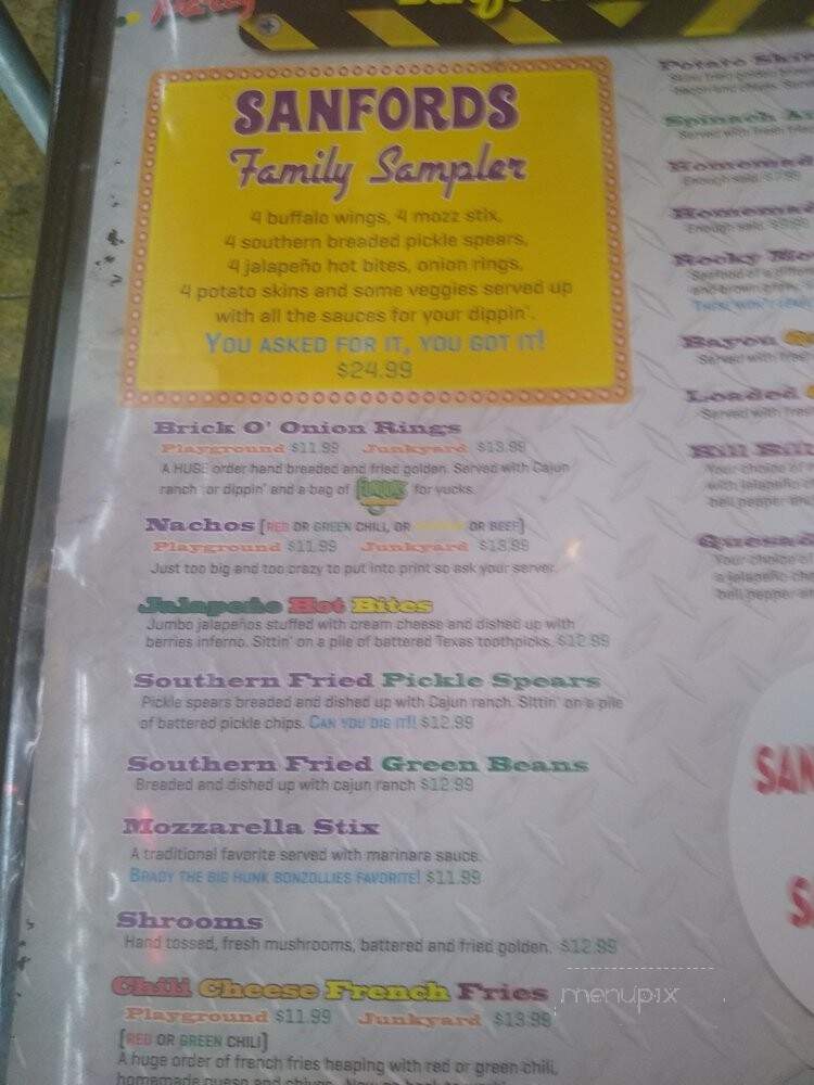 Sanford's Grub Pub - Casper, WY menu_pic