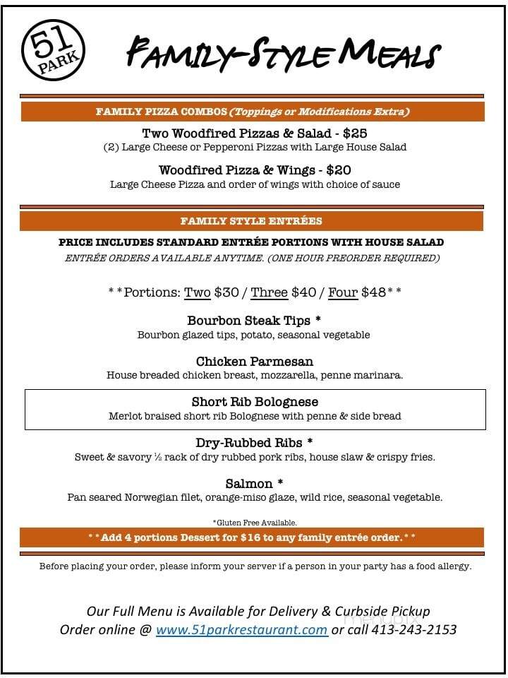 Fifty-One Park Street - Lee, MA menu_pic
