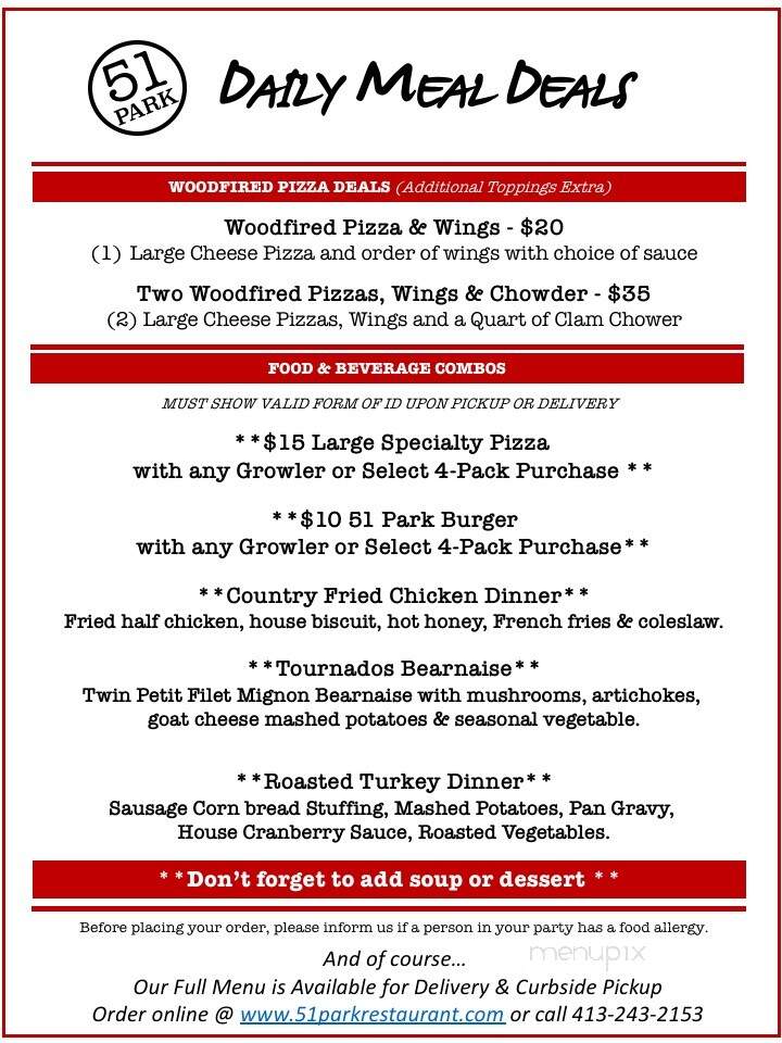 Fifty-One Park Street - Lee, MA menu_pic