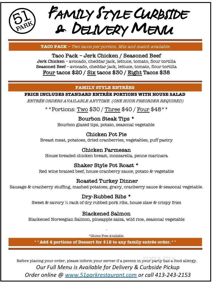 Fifty-One Park Street - Lee, MA menu_pic