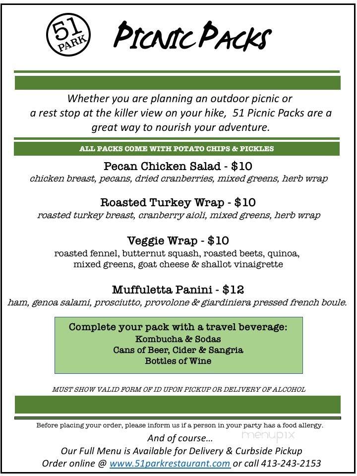 Fifty-One Park Street - Lee, MA menu_pic
