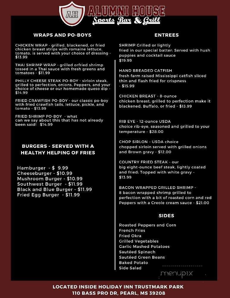 Alumni House Sports Grill - Pearl, MS menu_pic