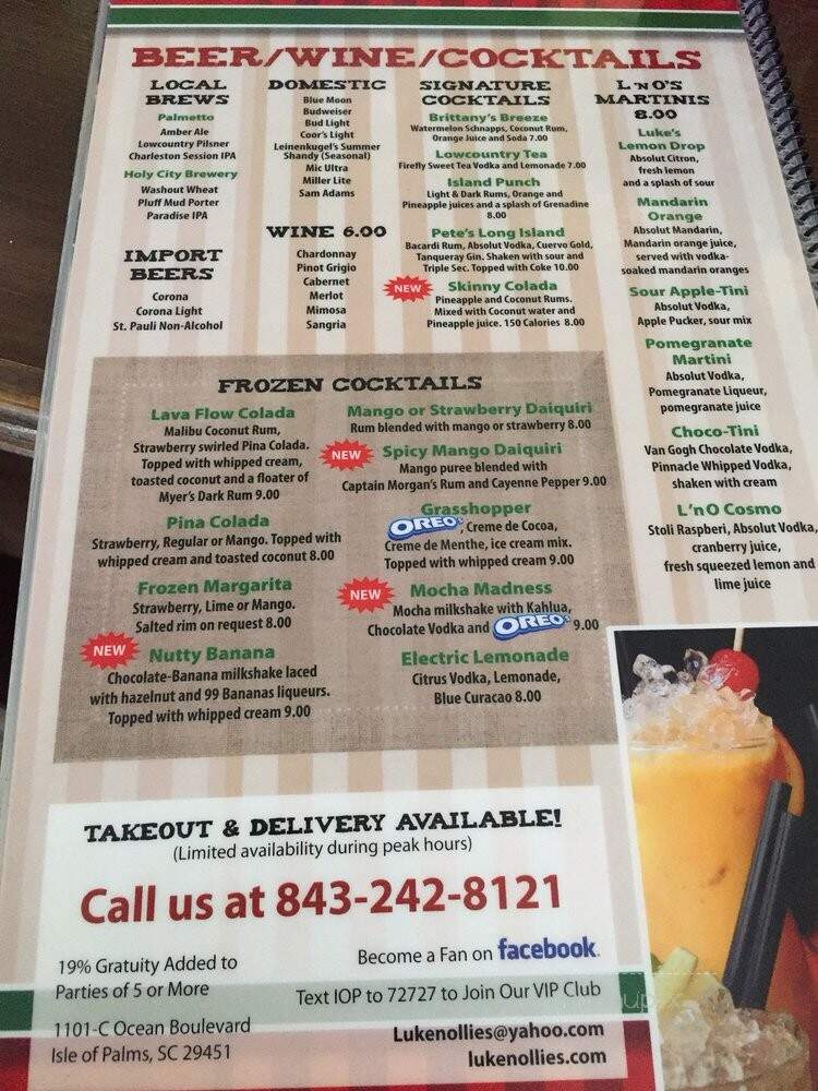Luke n Ollies - Isle Of Palms, SC menu_pic