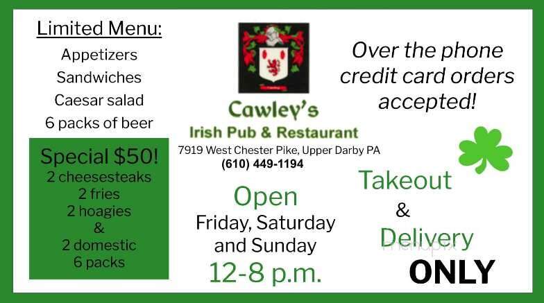 Cawleys Irish Pub - Upper Darby, PA menu_pic
