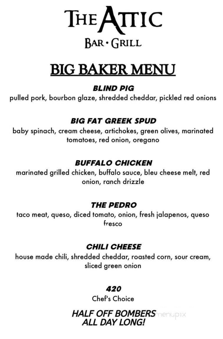 Attic Bar & Grill - Sioux Falls, SD menu_pic