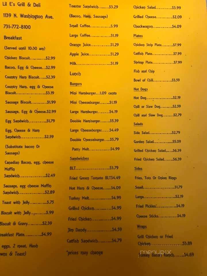 Lil E's grill - Brownsville, TN menu_pic