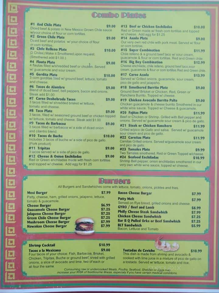 La Hacienda - Alamogordo, NM menu_pic