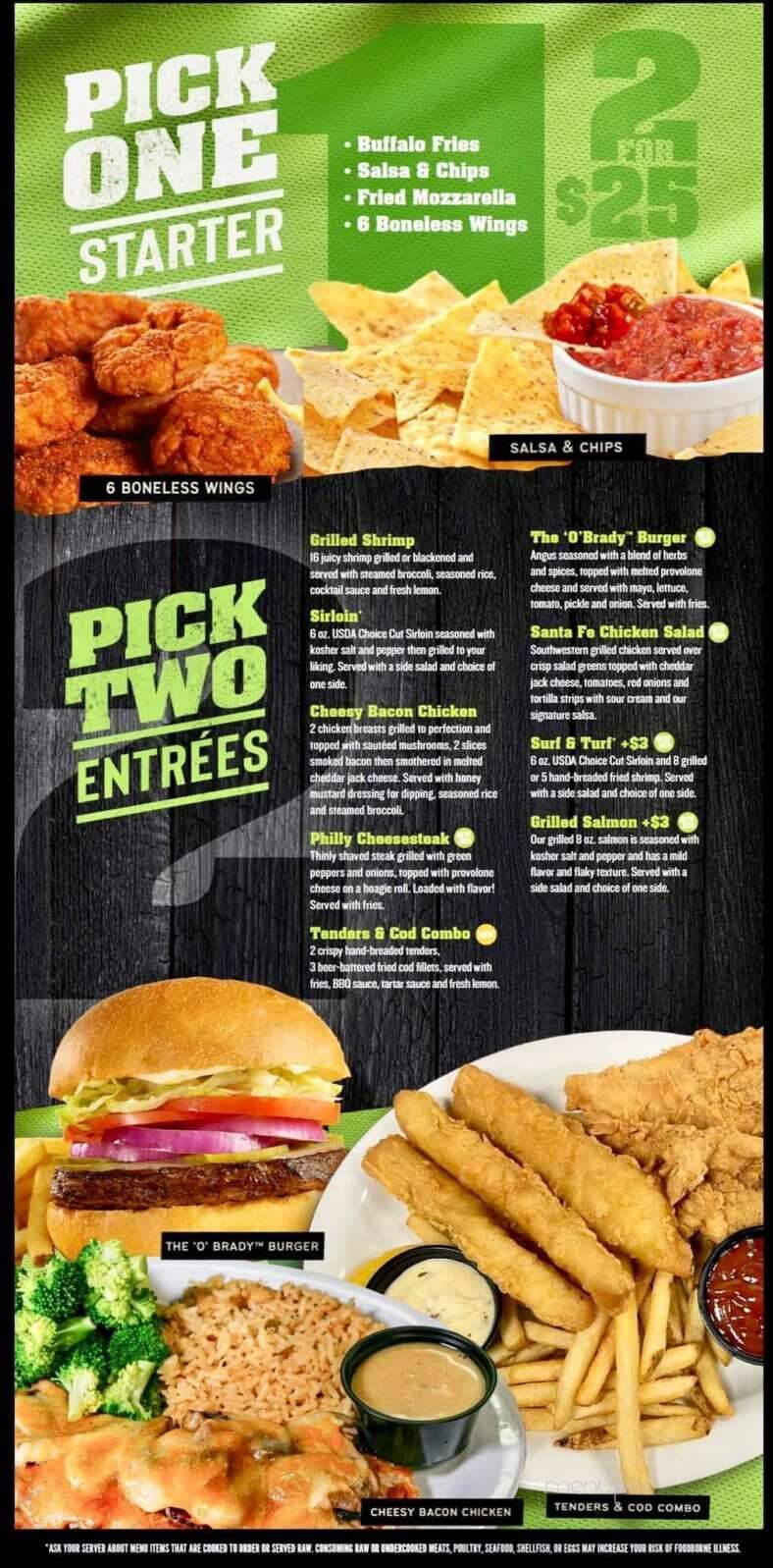 Beef O'Brady's - Athens, GA menu_pic