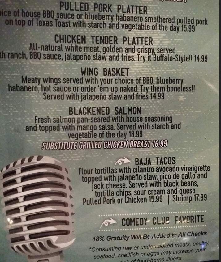 Orlando Improv Comedy Club & Dinner Theatre - Orlando, FL menu_pic