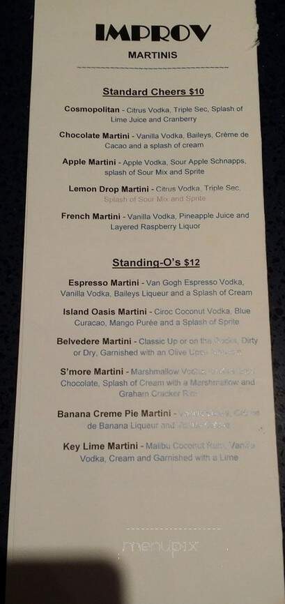 Orlando Improv Comedy Club & Dinner Theatre - Orlando, FL menu_pic