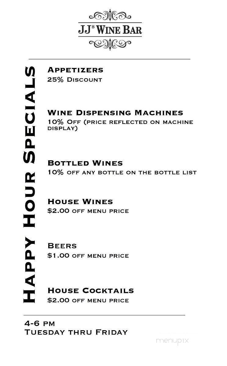 JJ's Wine Bar - Franklin, TN menu_pic