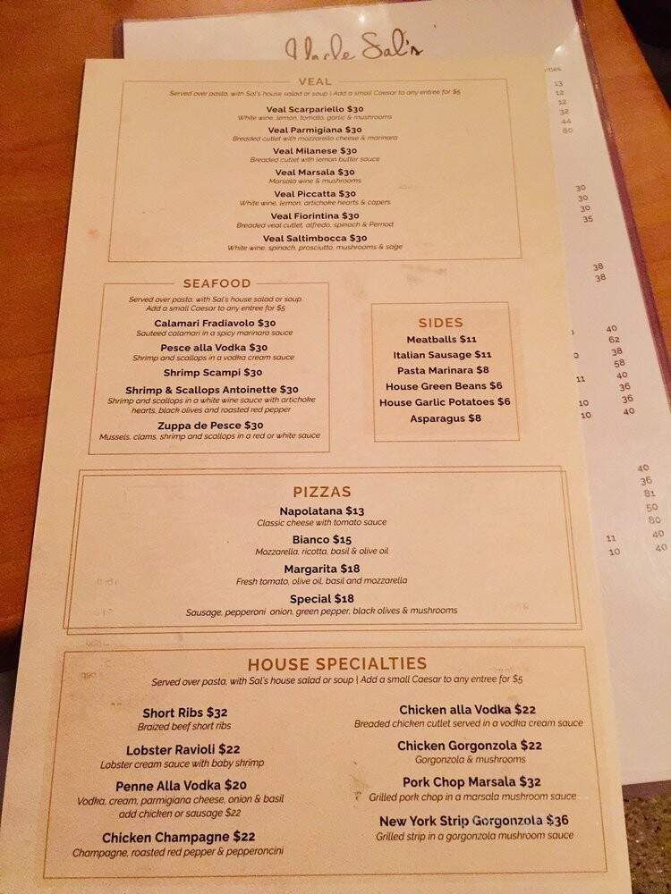 Uncle Sal's Italian Ristoranti - Scottsdale, AZ menu_pic