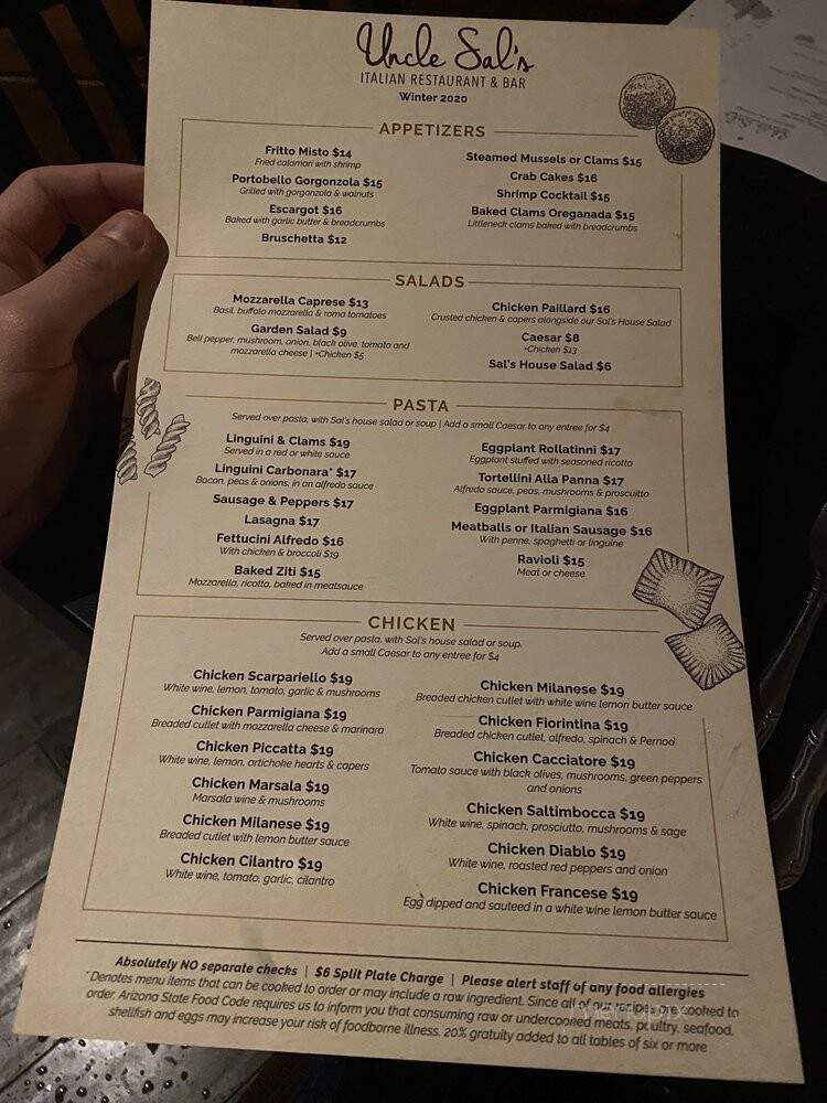 Uncle Sal's Italian Ristoranti - Scottsdale, AZ menu_pic