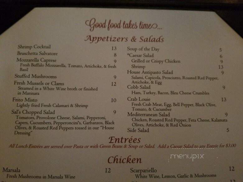 Uncle Sal's Italian Ristoranti - Scottsdale, AZ menu_pic