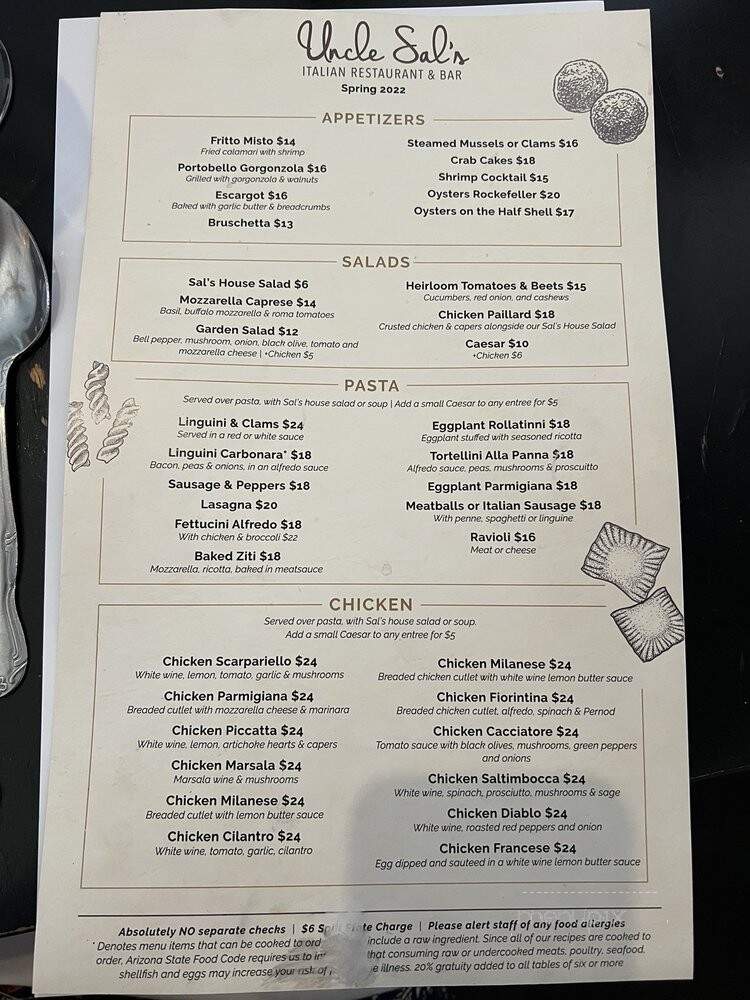Uncle Sal's Italian Ristoranti - Scottsdale, AZ menu_pic