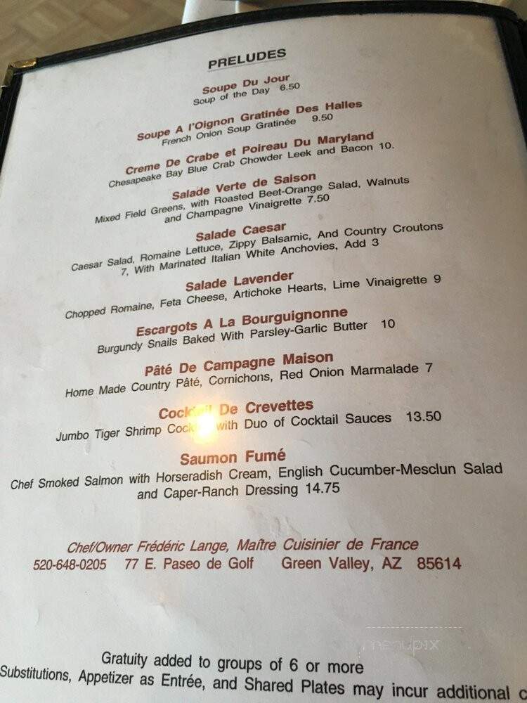 Lavender - Green Valley, AZ menu_pic