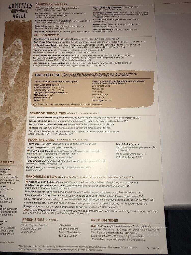 Bonefish Grill - Ocala, FL menu_pic