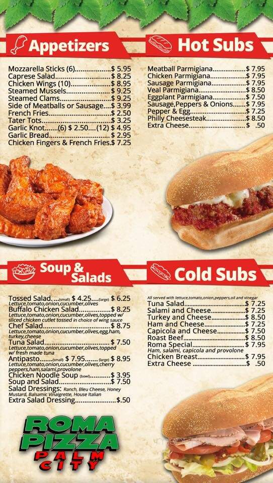 Roma Pizza & Subs - Palm City, FL menu_pic