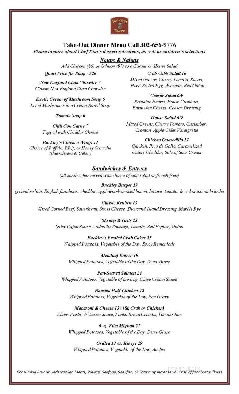 Buckley's Tavern - Wilmington, DE menu_pic