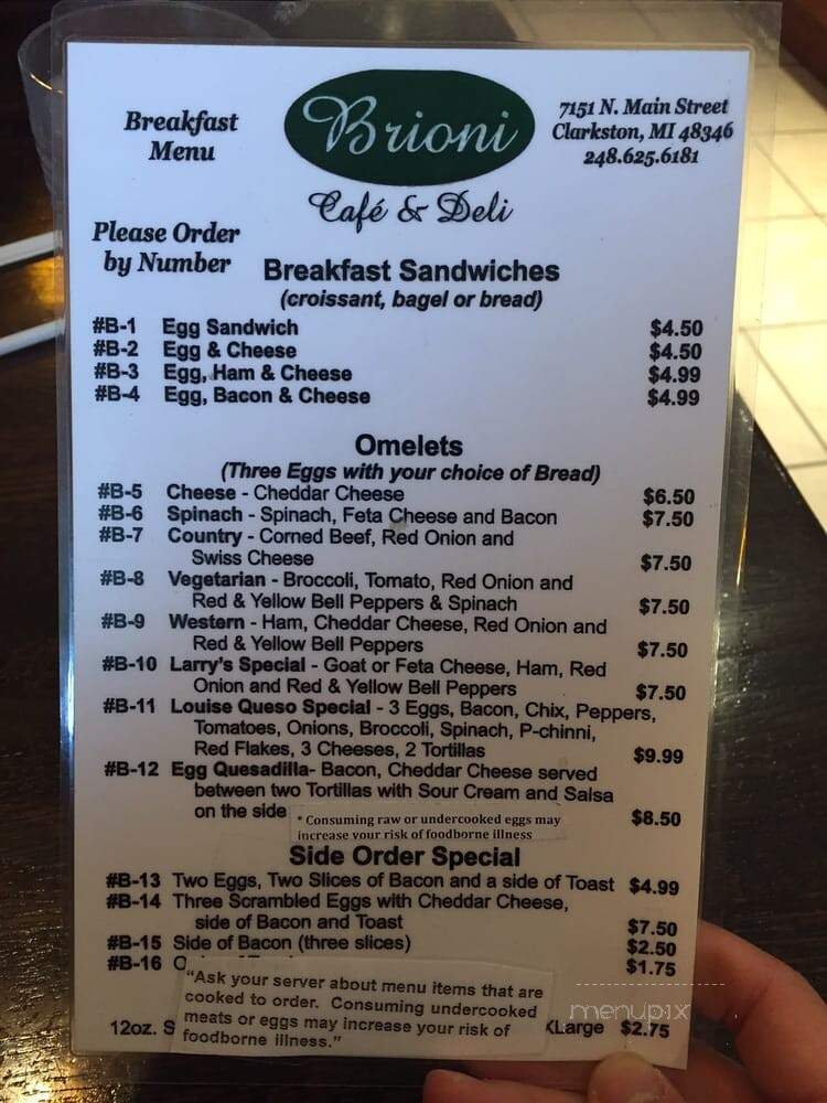Brioni Cafe & Deli - Clarkston, MI menu_pic
