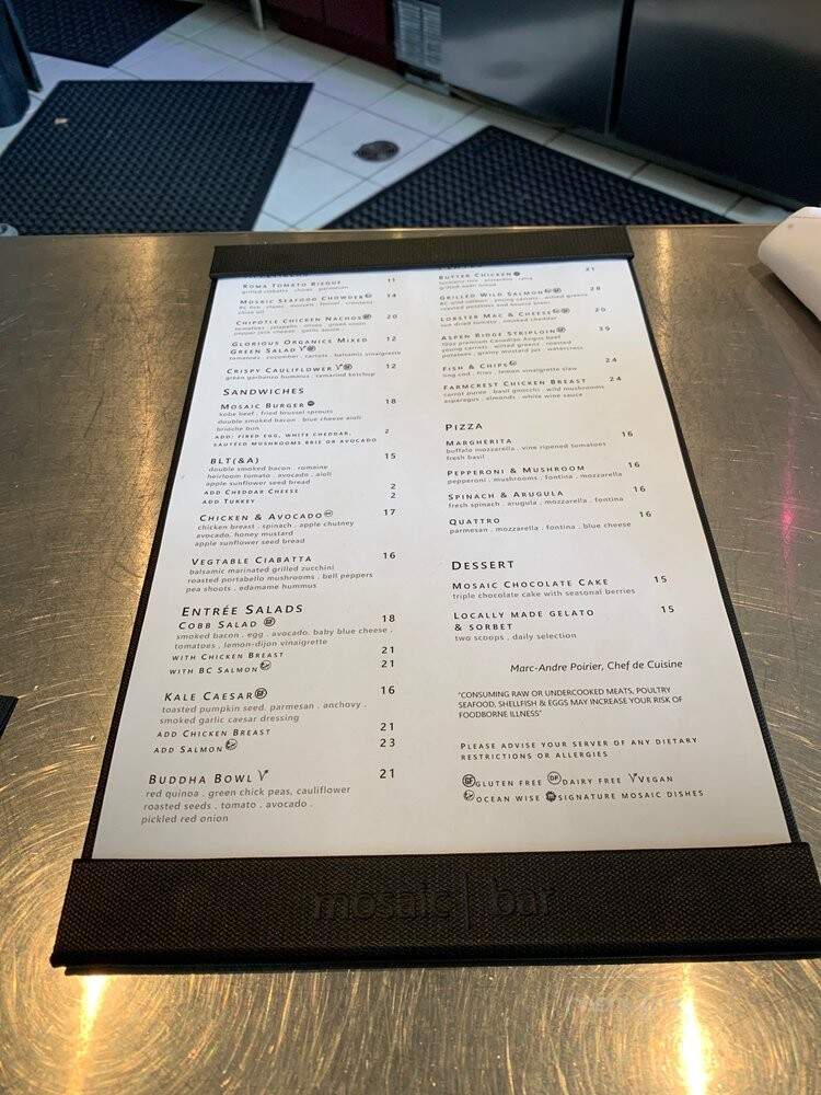 Mosaic Bar & Grille - Vancouver, BC menu_pic