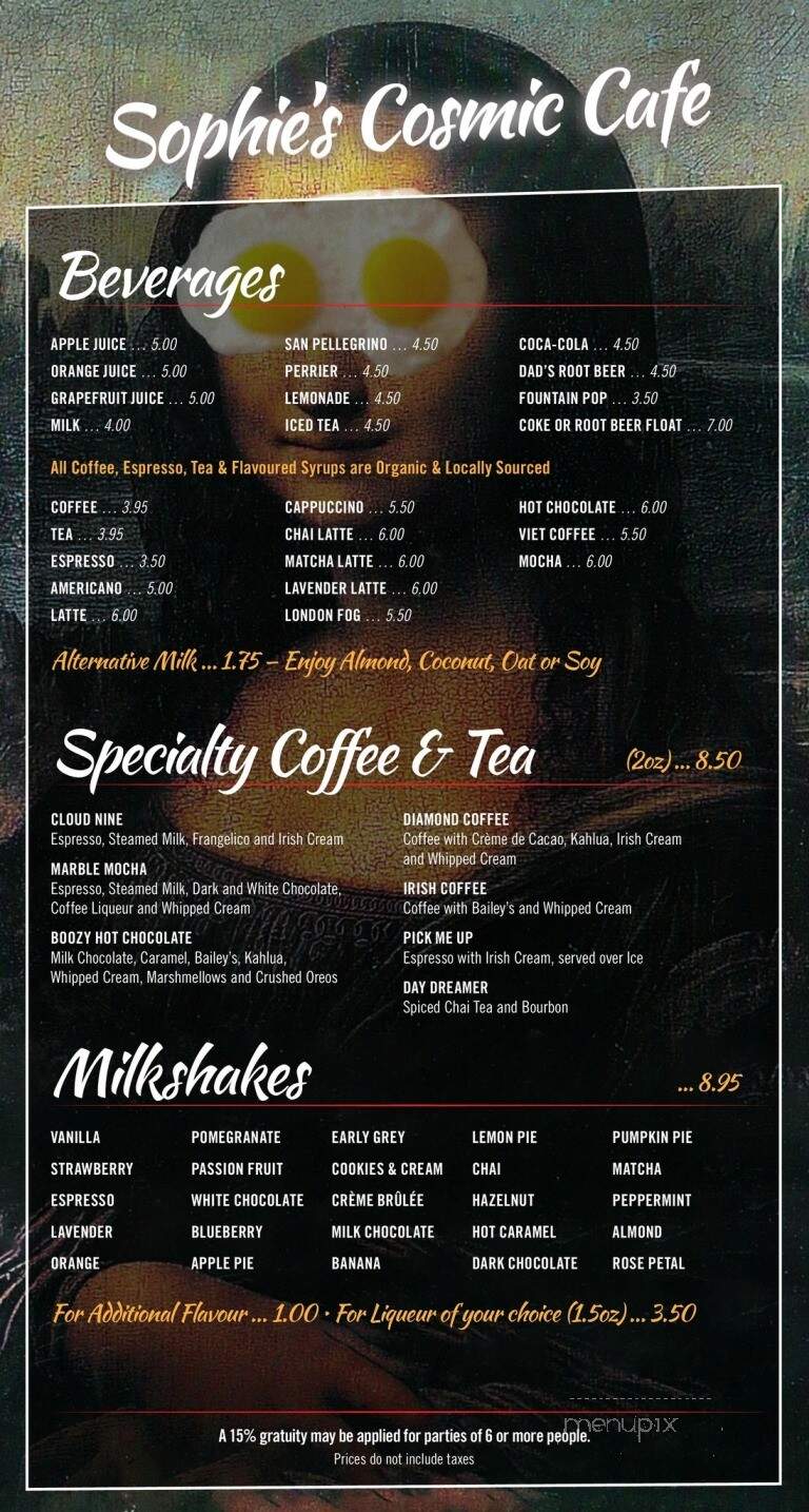 Sophie's Cosmic Cafe - Vancouver, BC menu_pic