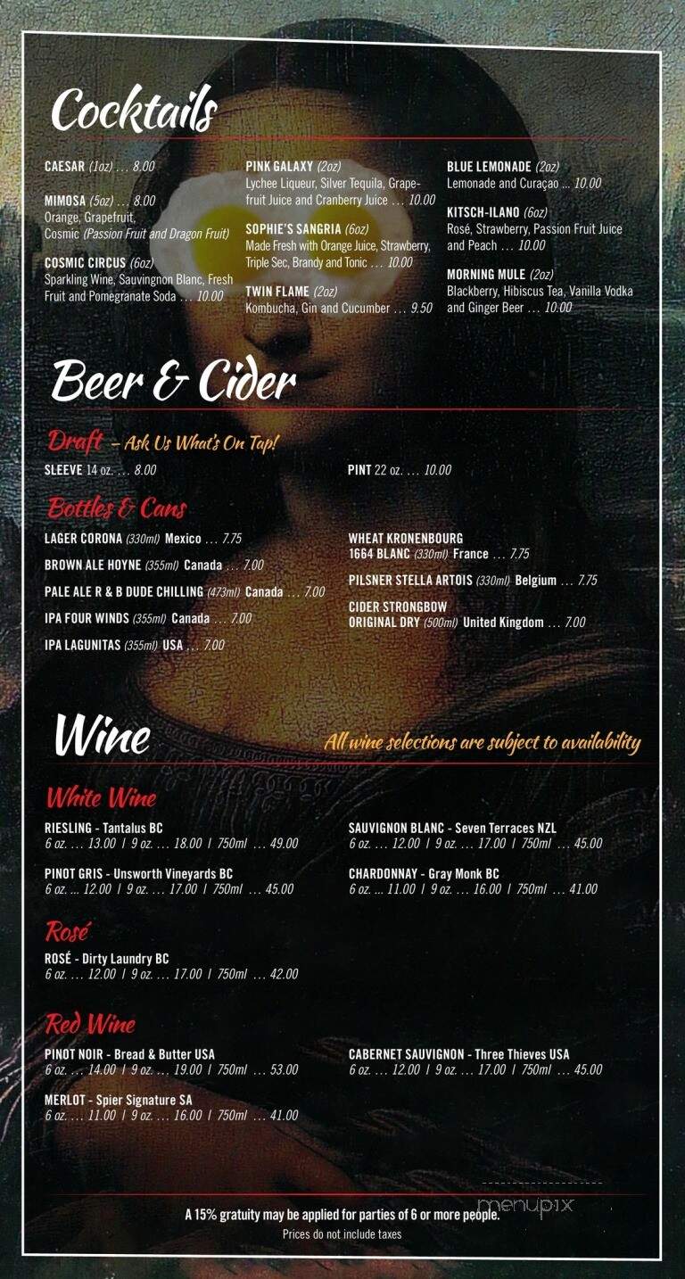 Sophie's Cosmic Cafe - Vancouver, BC menu_pic