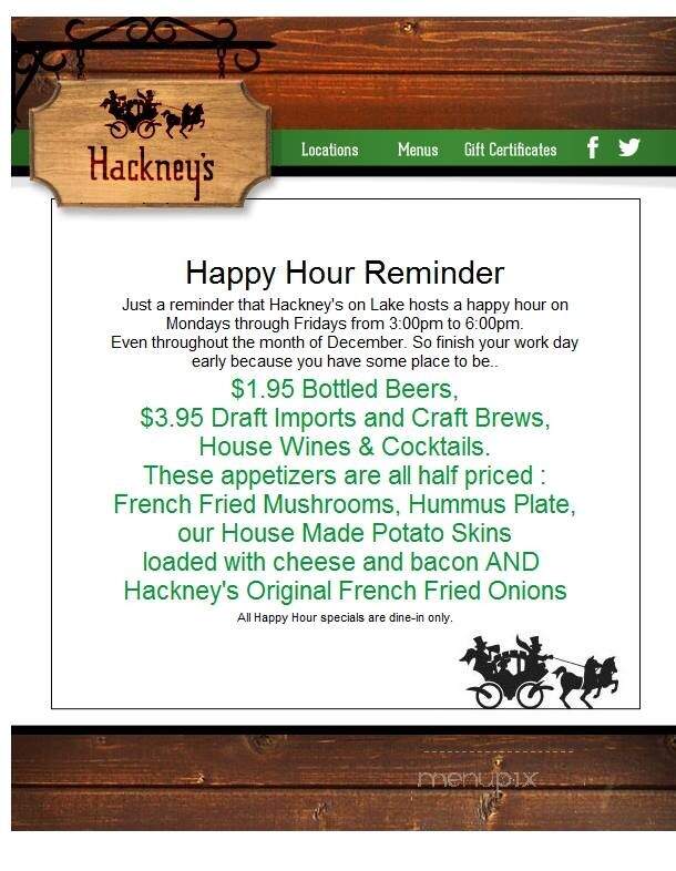 Hackney's On Harms - Glenview, IL menu_pic