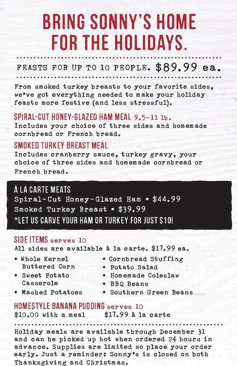 Sonny's Real Pit Bar-B-Q - Richmond, KY menu_pic